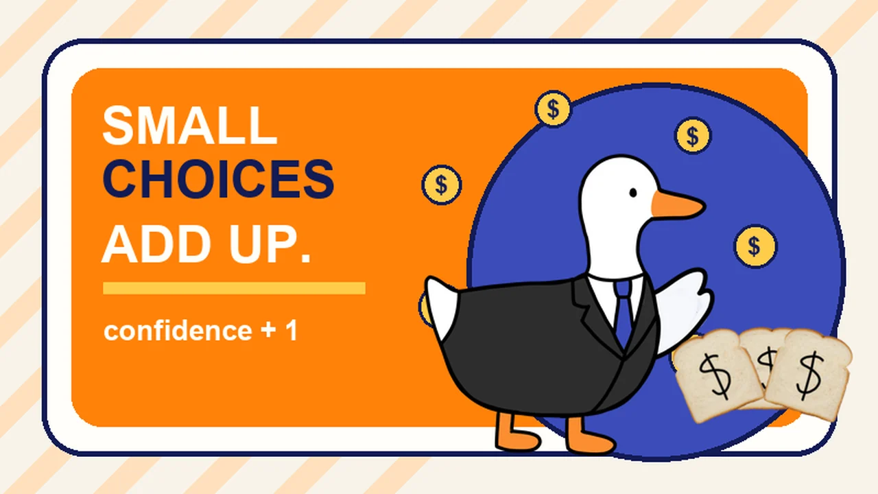 Animated FinGoose motion graphic about building money confidence