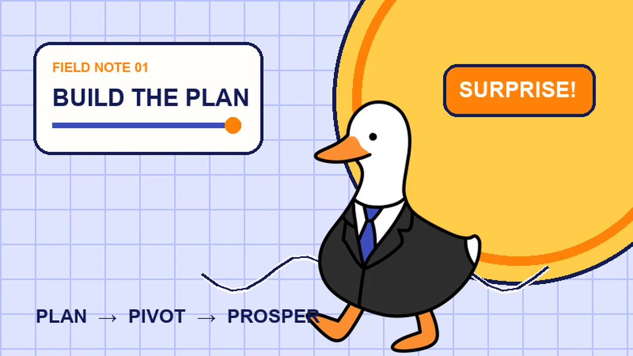 Animated FinGoose motion graphic about planning and pivoting